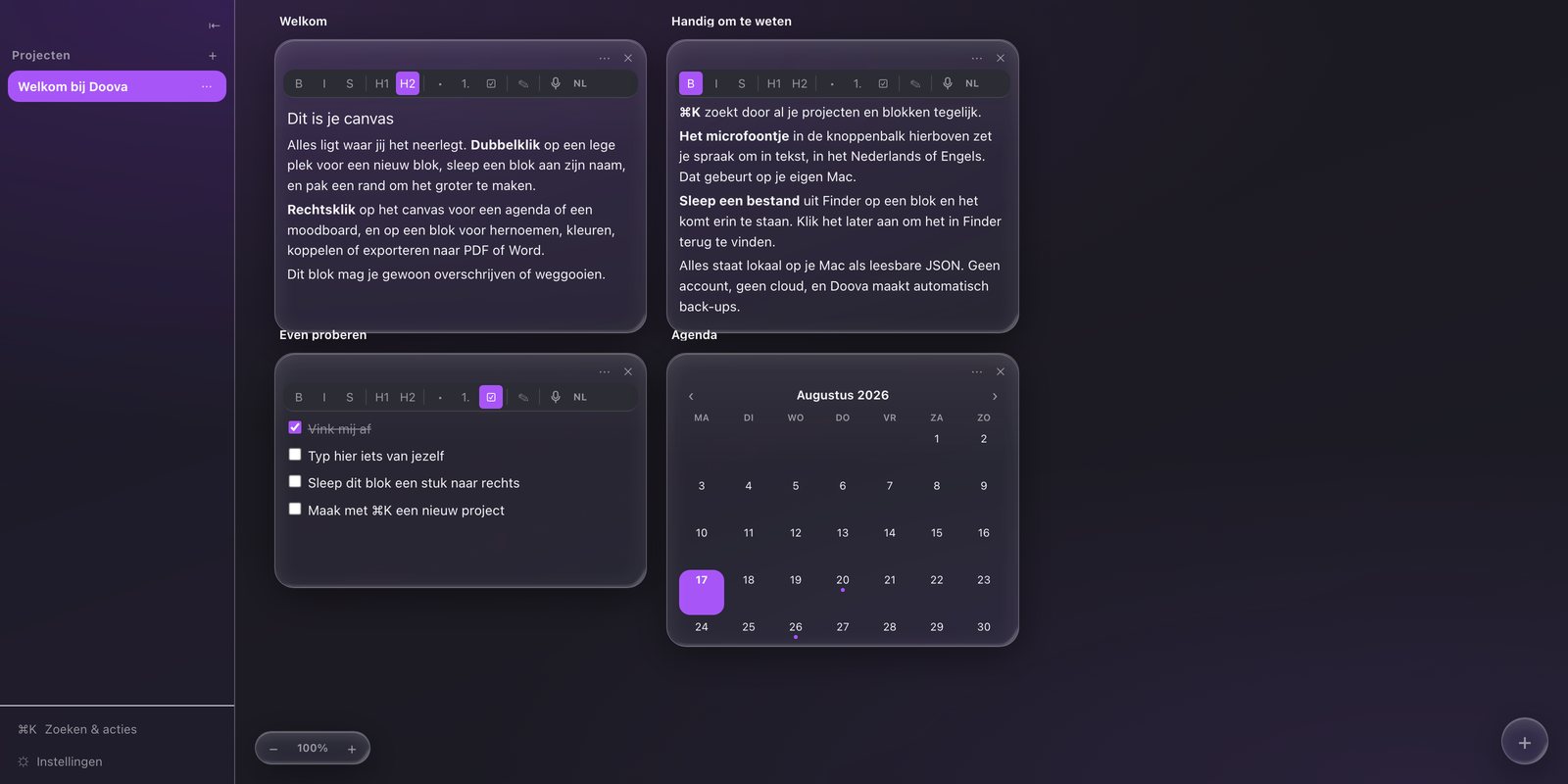 Doova in het donkere Glass-thema