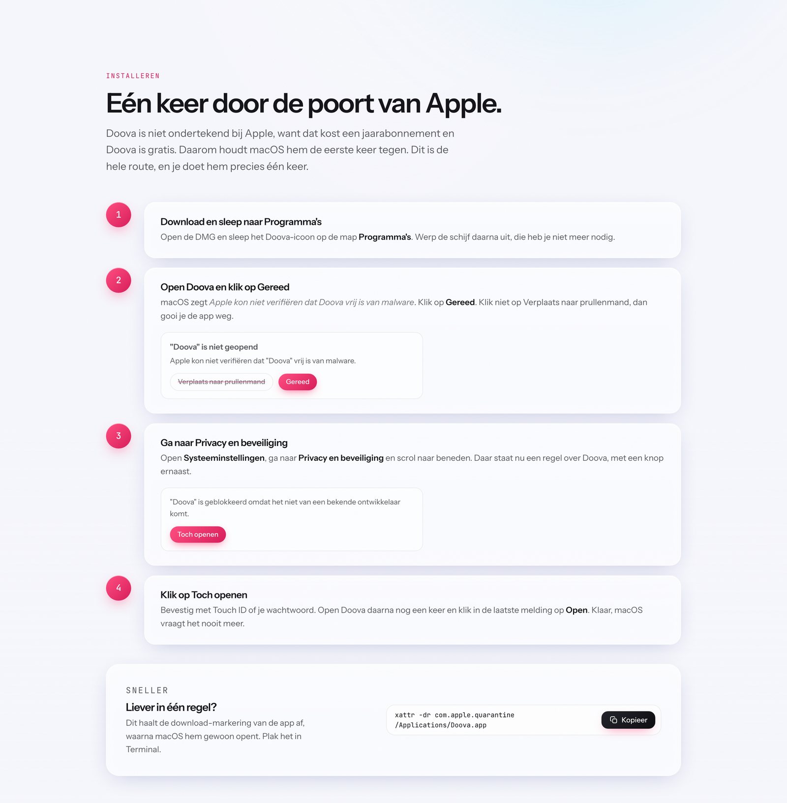 Installatiesectie van doova.space
