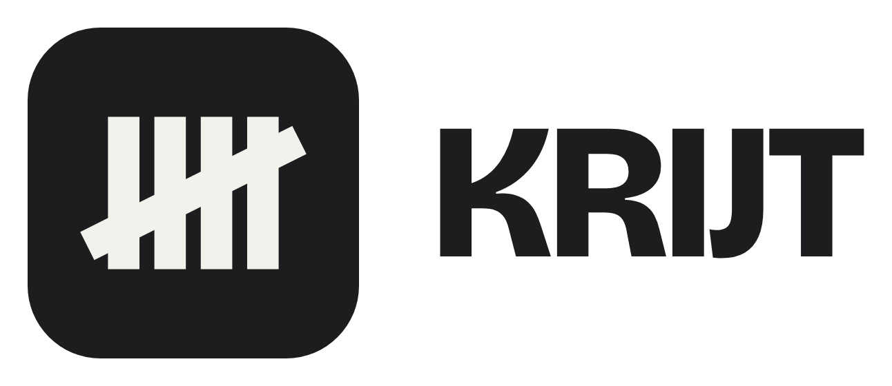Het woordmerk van KRIJT op krijtwit